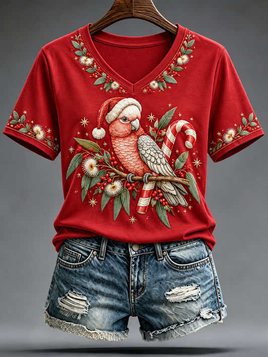 Women's Australian Christmas printed short-sleeved T-shirt
