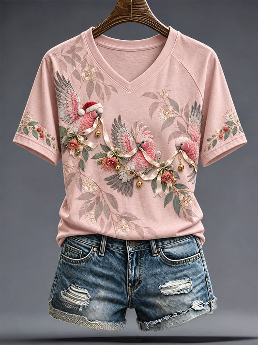 Women's AU Merry Christmas Art Printed T-shirt