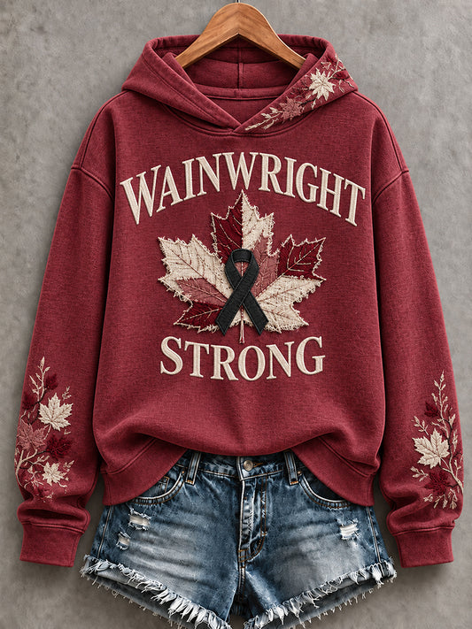 Women's Red For Wainwright Strong Printed Hoodie