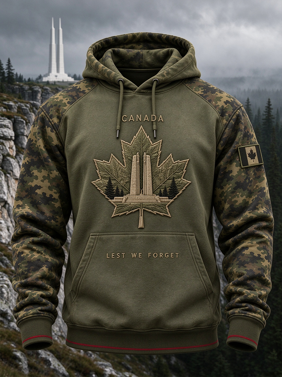 Men's Military Culture Oversized Drop-Shoulder Hoodie With Pockets