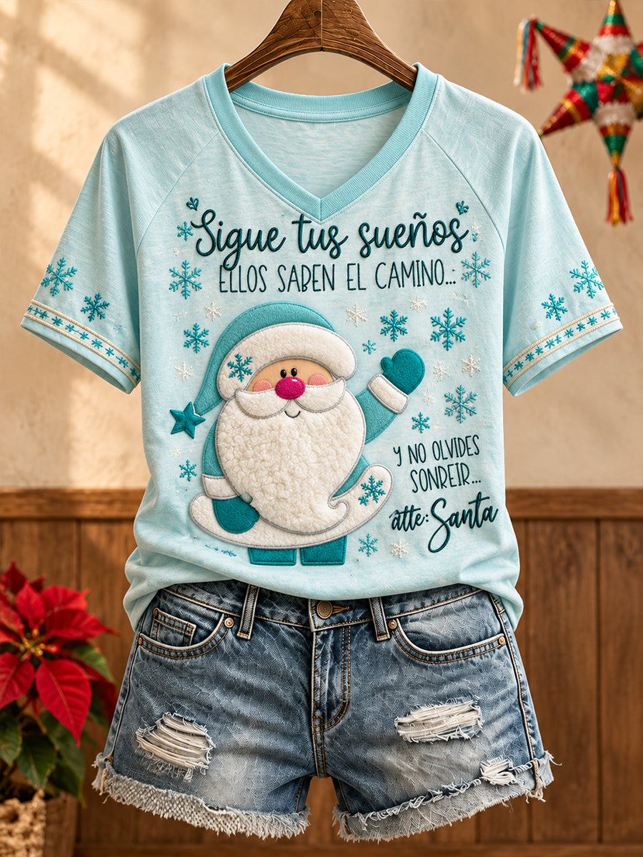 Women's Mexico Christmas Feliz Navidad Art Printed T-shirt
