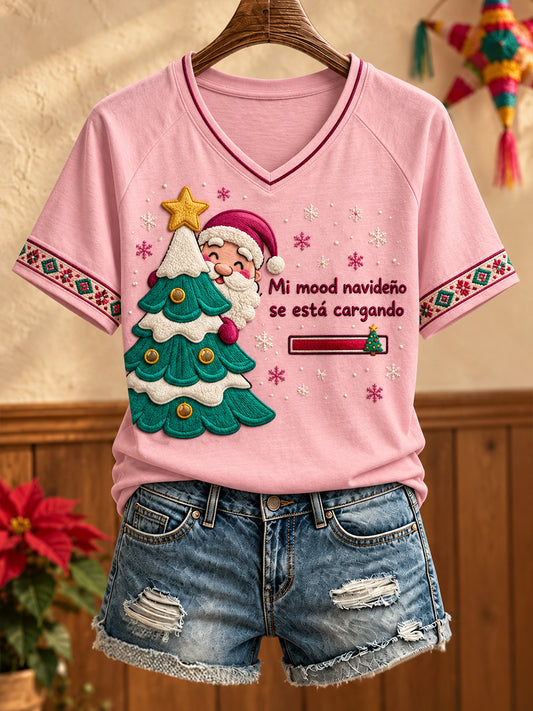 Women's Mexico Christmas Feliz Navidad Art Printed T-shirt