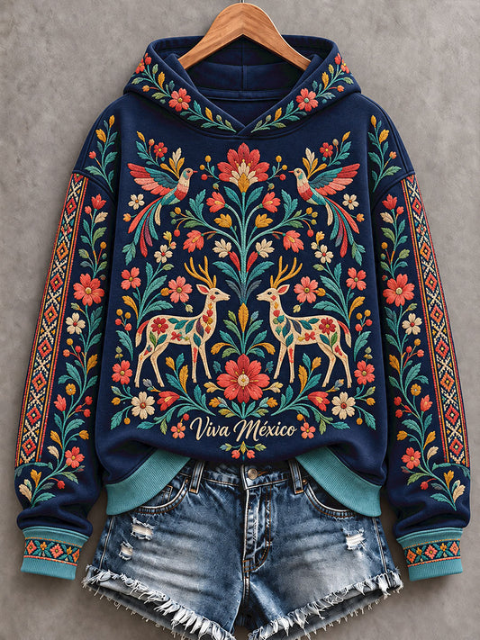 Women's Mexico Folk Culture Art Printed Hoodie