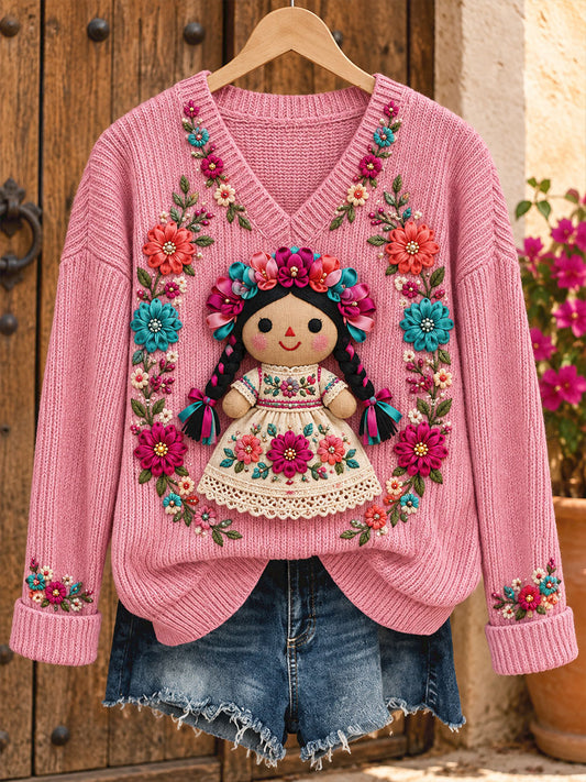Women's Mexico Folk Culture Art Printed Sweater