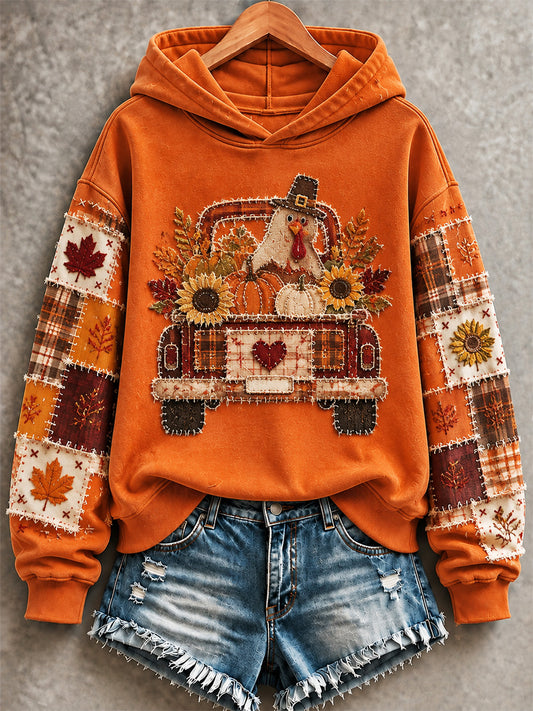 Women's Thanksgiving Turkey Print Hoodie