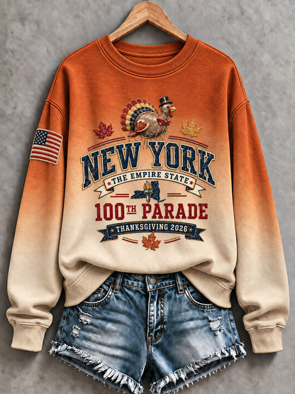 Women's Thanksgiving Day Parade Print Casual Sweatshirt