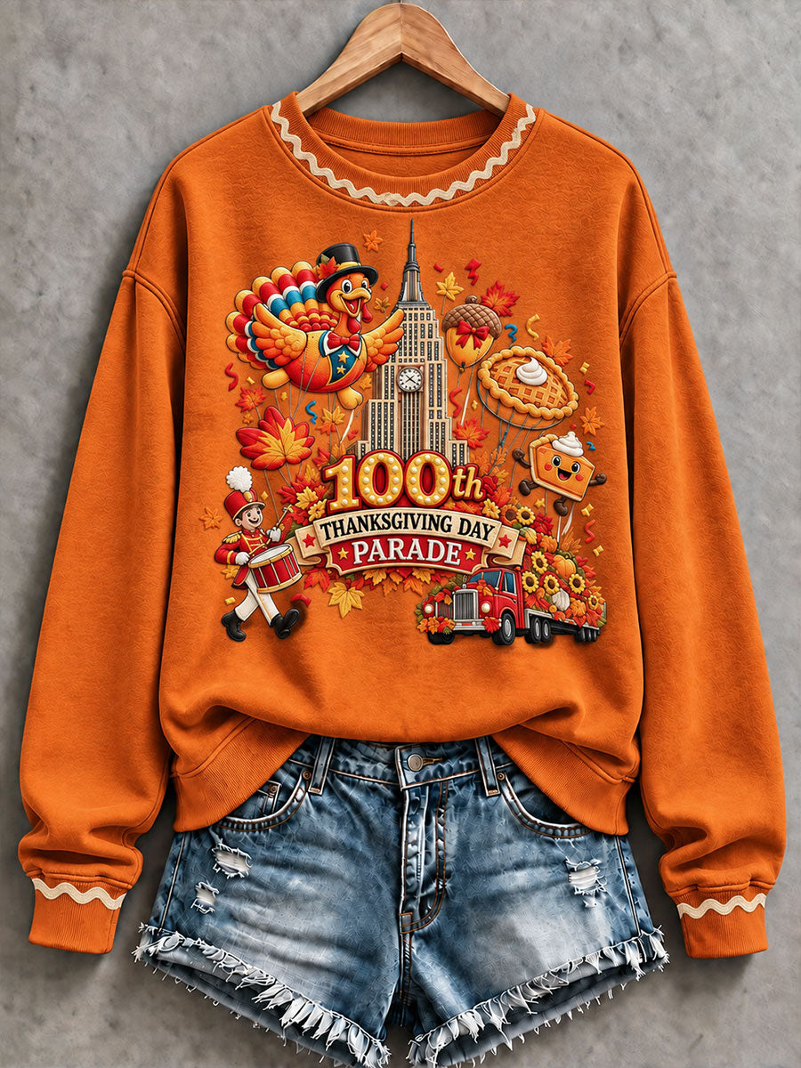Women's Thanksgiving Parade Print Casual Sweatshirt