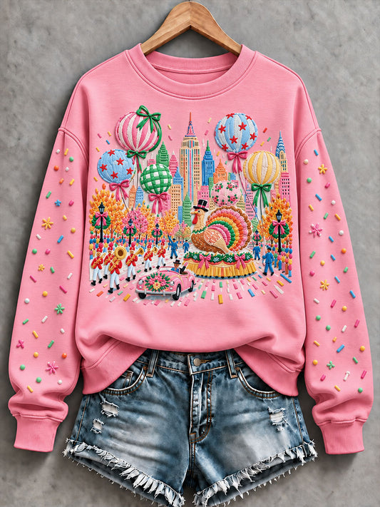 Women's Thanksgiving Day Parade Print Casual Sweatshirt