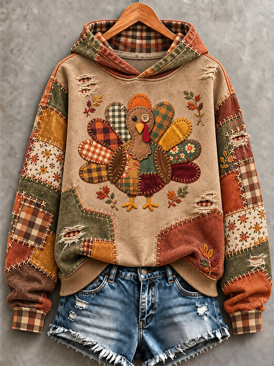 Women's Thanksgiving Turkey Print Hoodie