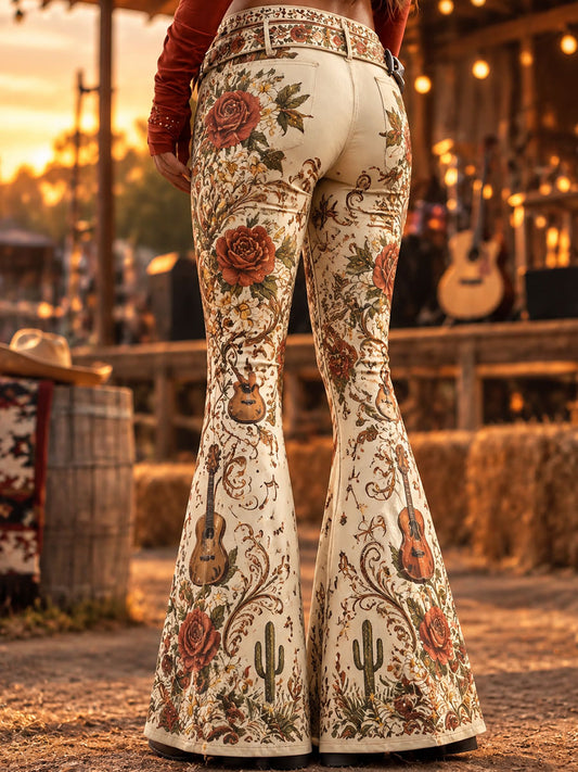 Women's Country Music Print Pants