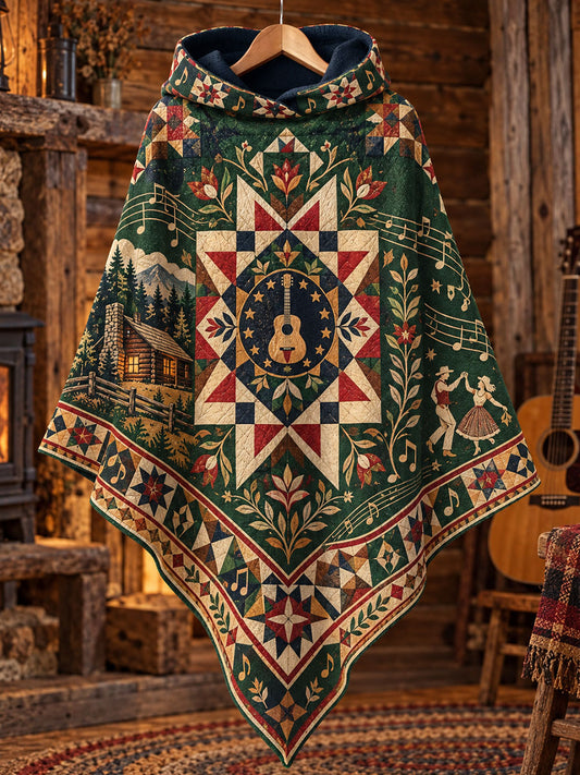 Women's Country Music Print Cape Sweater